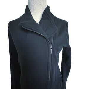 Title: Saint + Sofia Black Organic Cotton Biker Jacket Size 8 Zip Minimalist